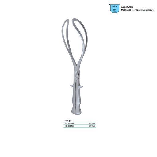[GO.814.355] Forceps obstetric Naegle 355mm
