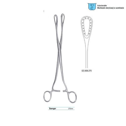 [GO.858.275] Forceps ovum-placenta Saenger straight 275mm