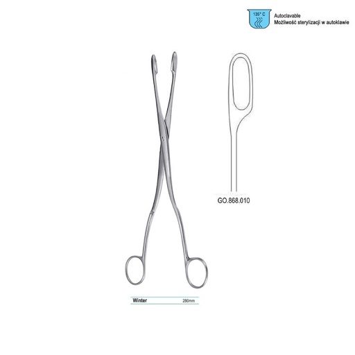 [GO.868.010] Forceps ovum-placenta Winter straight fig. 1, 280mm