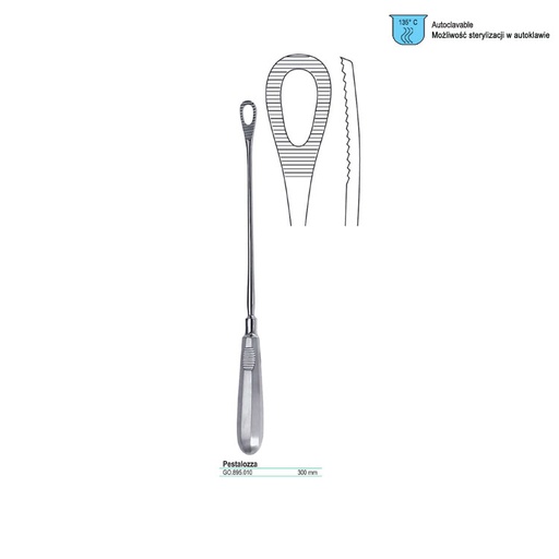 [GO.895.010] Curette abortion Pestalozza serrated 305mm