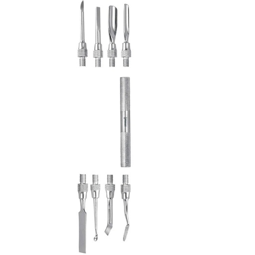 [HF.710.000] Cuticle instruments set of 8 tips and 1 handle