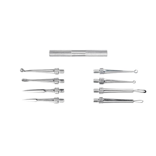 [HH.325.000] Comedo extractor set of 8 with handle