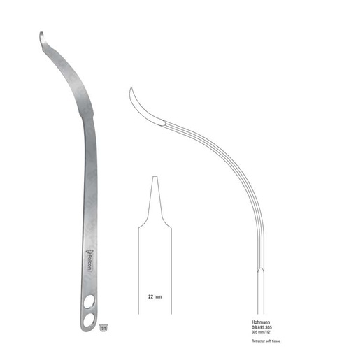 [OS.695.305] Retractor hip soft tissue 22x305mm