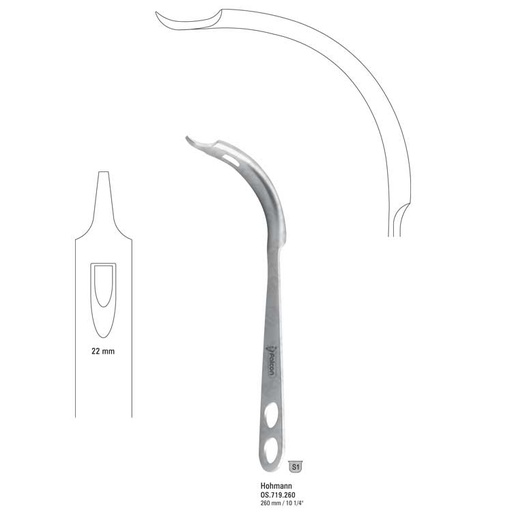 [OS.719.260] Retractor hip acetabular 22x260mm