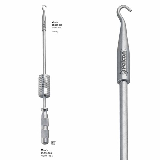 [OT.810.000] Extractor prosthesis Moore with hook 410mm