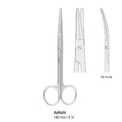 [PB.113.140] Scissors Aufricht double edge bl/bl curved 140mm