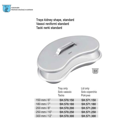 [SH.570.150] Tray kidney stainless steel 150mm