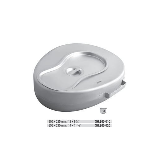 [SH.960.010] Bed pan perfection model with handles and cover 305x235mm