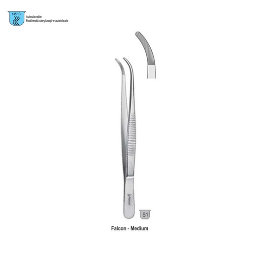[BD.503.115] Forceps dissecting Falcon-Medium serrated curved 115mm