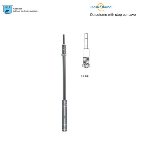 [DS.903.030] Classic-Round Osteotome with stop concave straight 3mm