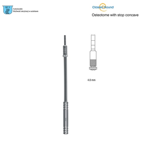 [DS.903.040] Classic-Round Osteotome with stop concave straight 4mm