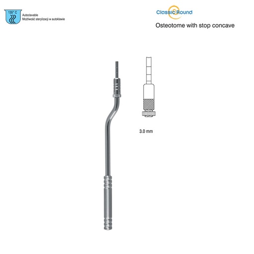 [DS.913.030] Classic-Round Osteotome with stop concave bayonet 3mm