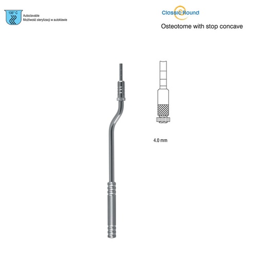 [DS.913.040] Classic-Round Osteotome with stop concave bayonet 4mm