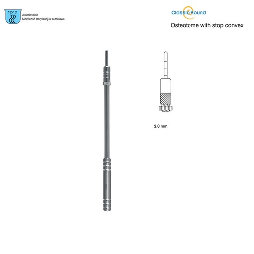 [DS.933.020] Classic-Round Osteotome with stop convex straight 2mm