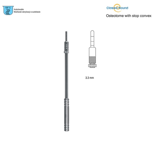 [DS.933.033] Classic-Round Osteotome with stop convex straight 3.3mm