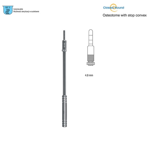[DS.933.040] Classic-Round Osteotome with stop convex straight 4mm