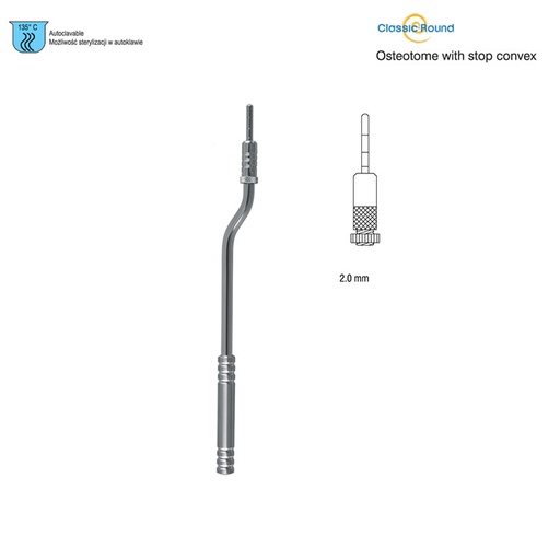 [DS.938.020] Classic-Round Osteotome with stop convex bayonet 2mm