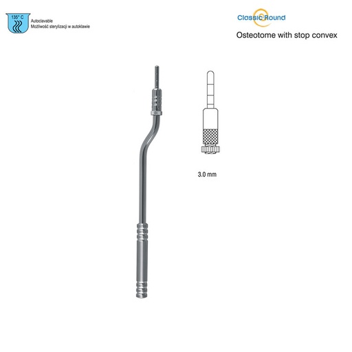 [DS.938.030] Classic-Round Osteotome with stop convex bayonet 3mm