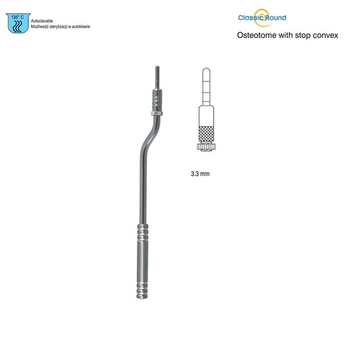 [DS.938.033] Classic-Round Osteotome with stop convex bayonet 3.3mm