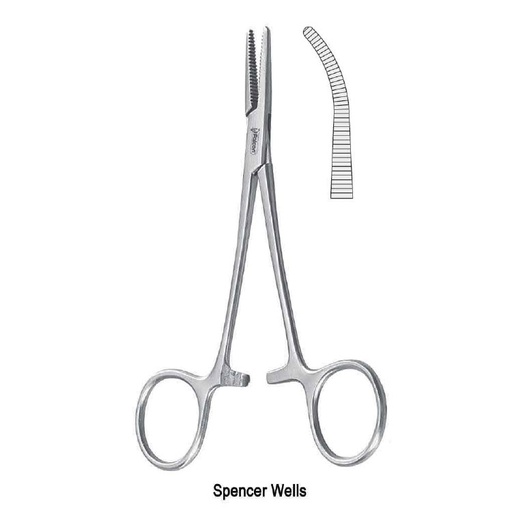 [BH.495.130M] Forceps artery Spencer-Wells curved 130mm