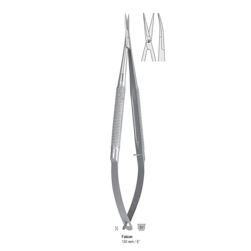 [BM.181.180] Micro scissors round handle curved 180mm