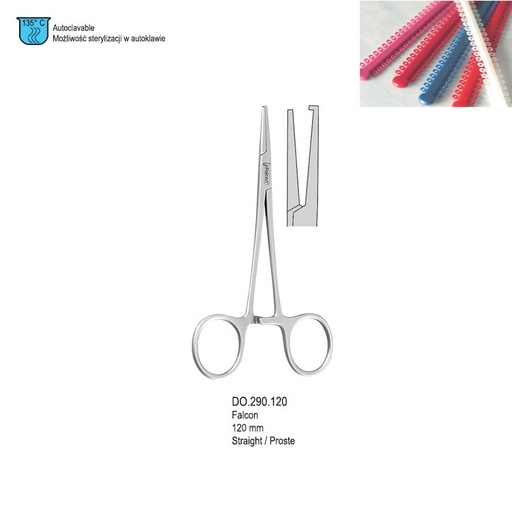 [DO.290.120] Elastomeric ligature placing forceps Falcon str. with hook 120mm