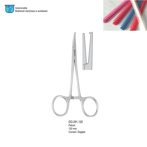 [DO.291.120] Elastomeric ligature placing forceps Falcon cur. with hook 120mm
