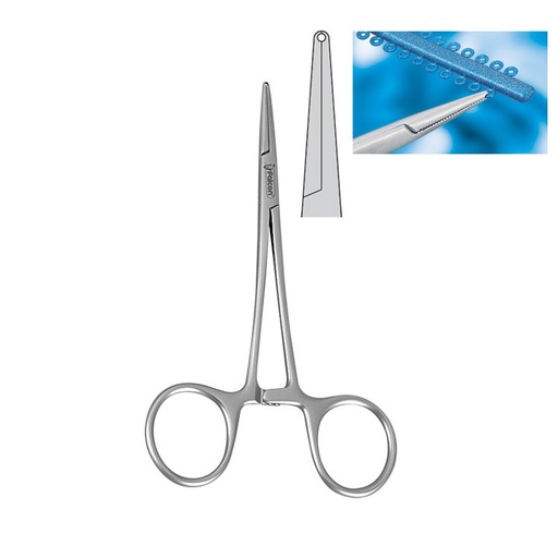 [DO.292.120] Elastomeric ligature placing forceps Falcon str. with groove 120mm