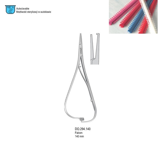 [DO.294.140] Elastomeric ligature placing forceps Falcon with hook 140mm