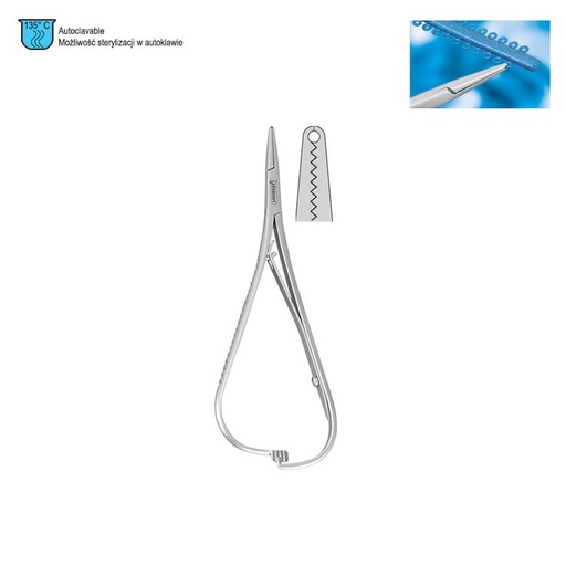 [DO.295.140] Elastomeric ligature placing forceps Falcon with groove 140mm