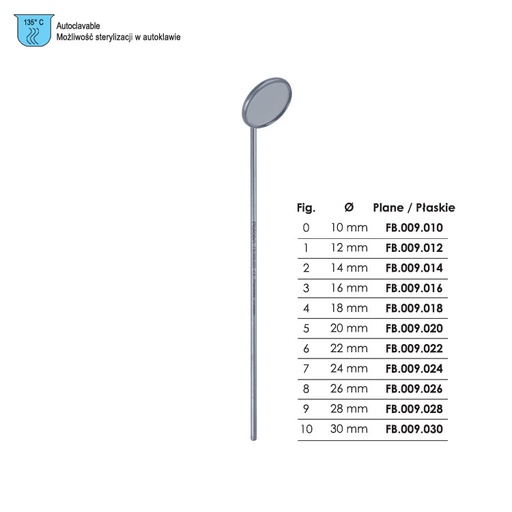 [FB.009.022] Laryngeal mirror plane Ø 22mm, fig. 6