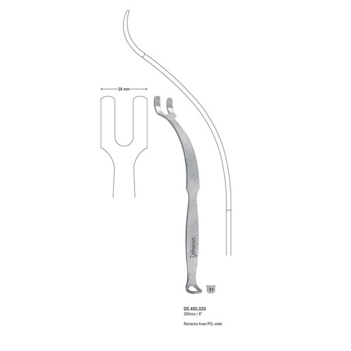 [OS.485.020] Retractor knee PCL-Wide 28x205mm