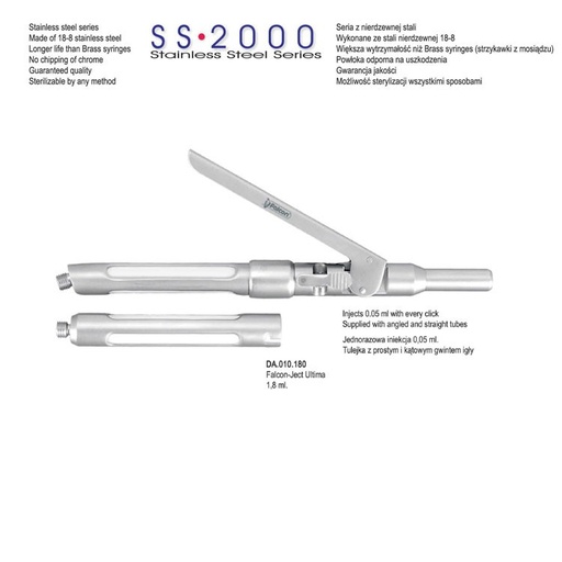 [DA.010.180] SS-2000 Syringe intraligamental Falcon-Ject Ultima 1.8ml. Metric 