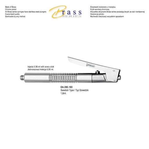 [DA.095.180] Brass Series Syringe intraligamental P-Ject 1.8ml. Metric 
