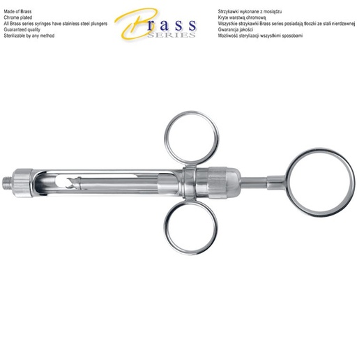 [DA.721.180] Brass Series Syringe manual aspirating 3-ring 1.8ml. Metric 