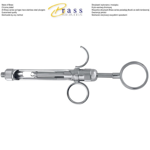 [DA.735.180] Brass Series Syringe manual aspirating 2-ring 1.8ml. Metric 