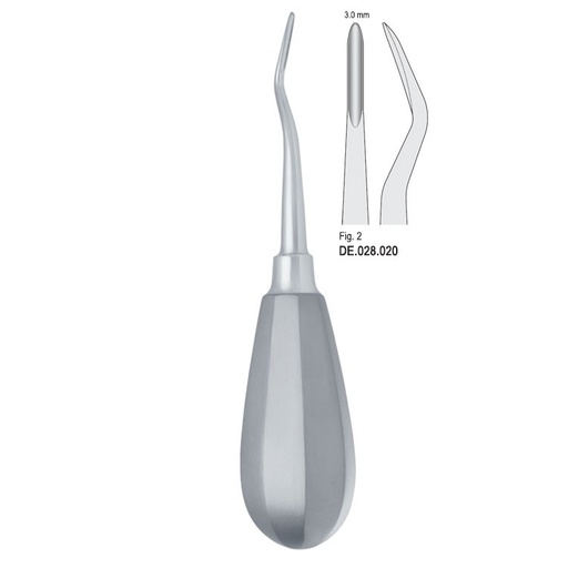 [DE.028.020] Elevator Bein 3mm fig. 2 bayonet distal