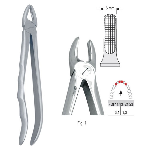 [DE.800.010] Extraction forceps with anatomical handle fig. 1