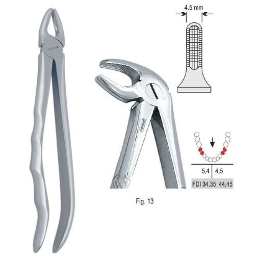 [DE.800.130] Extraction forceps with anatomical handle fig. 13