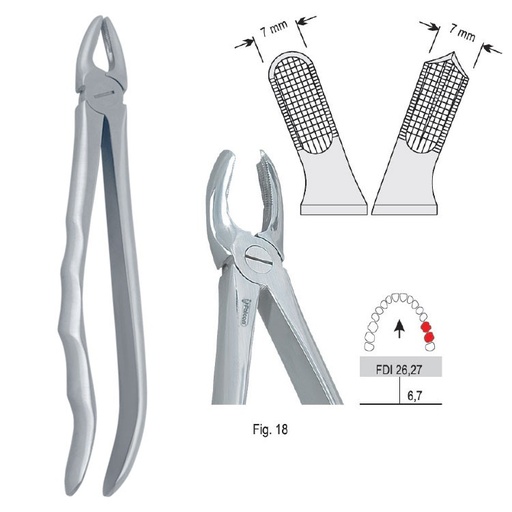 [DE.800.180] Extraction forceps with anatomical handle fig. 18