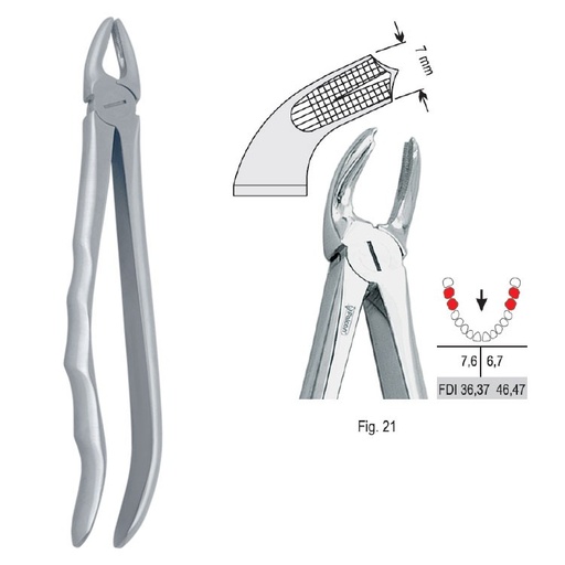 [DE.800.210] Extraction forceps with anatomical handle fig. 21