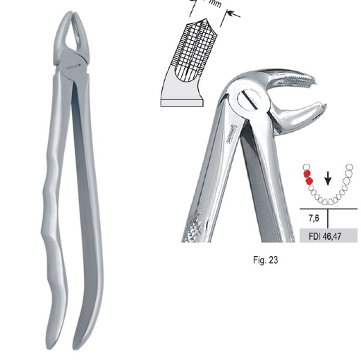 [DE.800.230] Extraction forceps with anatomical handle fig. 23