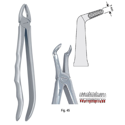 [DE.800.450] Extraction forceps with anatomical handle fig. 45