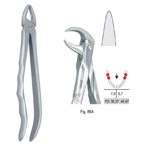 [DE.800.861] Extraction forceps with anatomical handle fig. 86A
