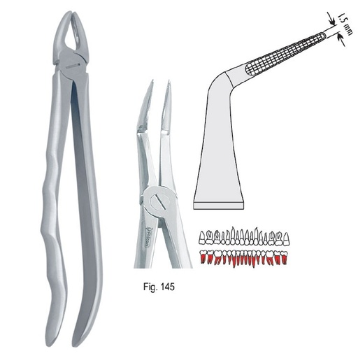 [DE.801.450] Extraction forceps with anatomical handle fig. 145