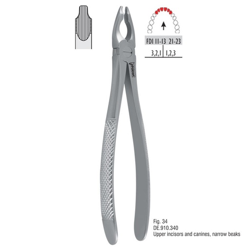 [DE.910.340] Atramatic extraction forceps notched beaks fig. 34