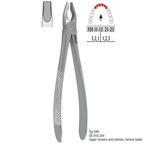 [DE.910.344] Atramatic extraction forceps tapered beaks fig. 34N
