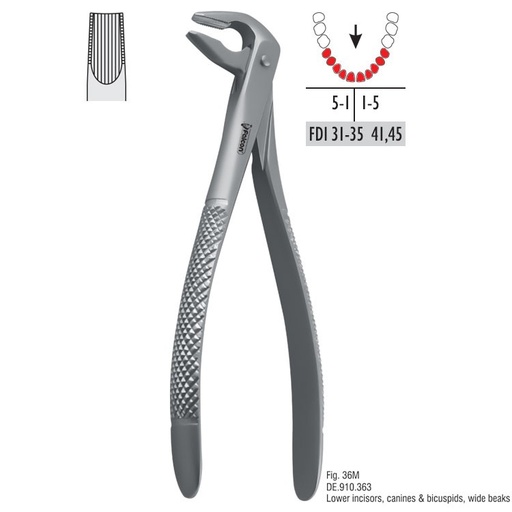[DE.910.363] Atramatic extraction forceps tapered beaks fig. 36M