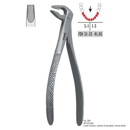 [DE.910.364] Atramatic extraction forceps tapered beaks fig. 36N