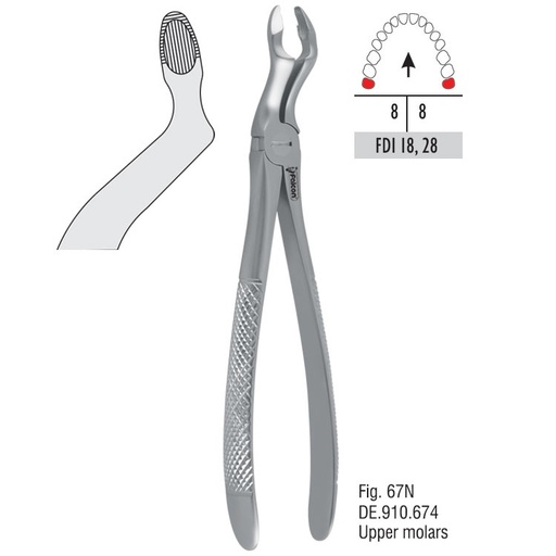 [DE.910.674] Atramatic extraction forceps tapered beaks fig. 67N